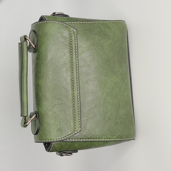 Green Leather Like Bag w/side strap - Picture 3 of 6
